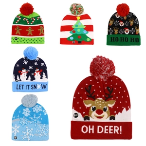Christmas Knitted Hat Light Up Beanie Acrylic Winter Warm Holiday Party Novelty Decor With Colorful Lamps And Pom Pom