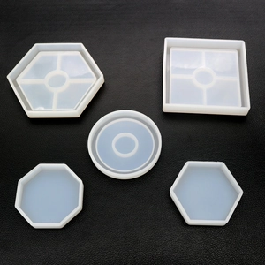 Mirror Surface Silicone Coaster Molds Geometric Shapes Hexagon Square Round For DIY Epoxy Resin Casting Handcraft