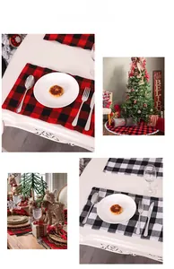 Classic red and black buffalo plaid placemats for festive Christmas table decorations