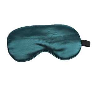 Dark green silk sleep mask with elastic strap for total blackout and travel comfort