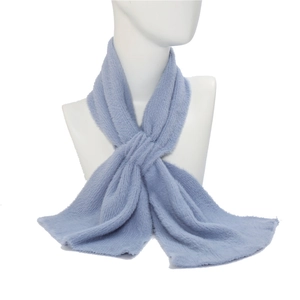 Thick light blue solid color tassel scarf for women and men, long winter warm scarf
