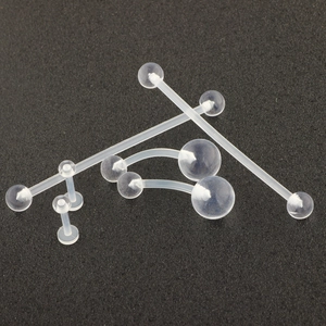 7-piece set of transparent acrylic body piercing jewelry including straight and curved barbells