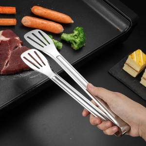 Pince Alimentaire En Acier Inoxydable Multi Usage Design Creux Résistant À La Chaleur Pour Barbecue Pain Steak Pâtes Buffet