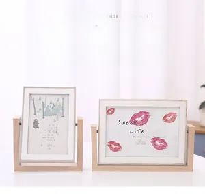Rotating 5x7 light wood photo frame with reversible portrait and landscape display modes