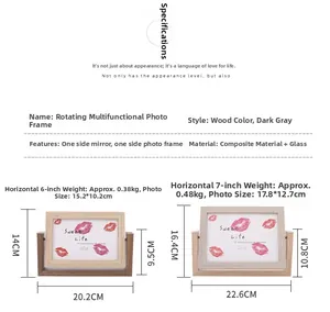 Size chart showing 6 and 7 inch rotating frame dimensions and material details