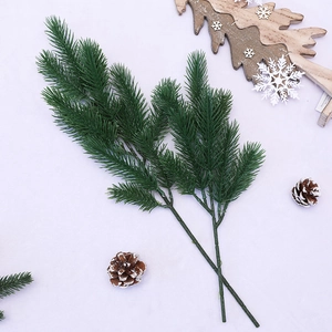Realistic artificial green pine needles branch for DIY Christmas bonsai and holiday decor