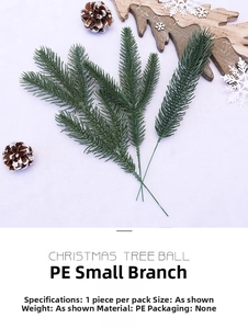 Macro detail of artificial green PE pine needles for DIY Christmas holiday decoration