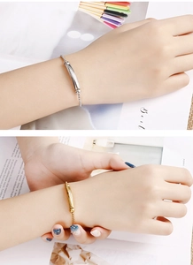 Détails de bracelets barre ajustables élégants en plaqué or et argent avec zircons