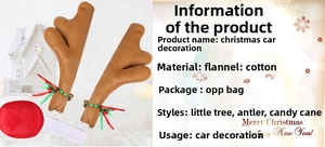Brown reindeer antlers with bells and red nose kit for Christmas car exterior decor