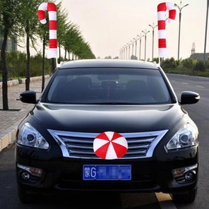 Car Christmas decoration set with striped candy canes for window and grille attachment