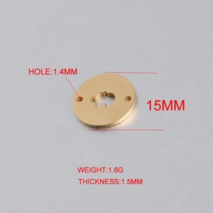 Polished 15mm gold mirror stainless steel charm with dual holes and cutout design