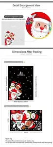 Detail of Christmas wall stickers showing size dimensions for Santa and reindeer decals