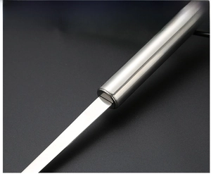 Macro shot of 304 stainless steel slotted spoon with reinforced handle connection