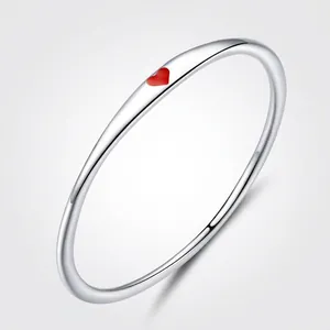 Anello In Argento Sterling 925 Con Cuore In Smalto Rosso Gioielli Romantici Minimalisti Per Donna Regalo Dolce Placcato Platino