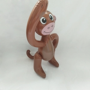 Inflatable brown monkey toy for beach party decoration with a smooth plastic finish