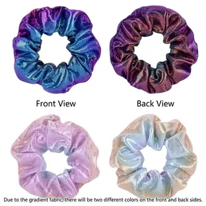 Metallic gradient scrunchies 4-piece set with honeycomb texture and holographic finish