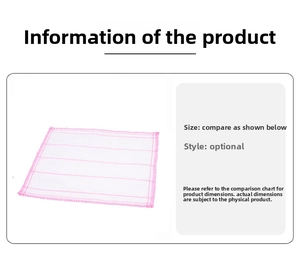 Detailed product information of white waffle dishcloth with pink edge and absorbent texture
