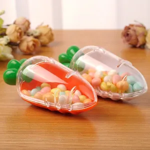 Creative Carrot Shaped Candy Box Plastic Clear Gift Storage Container For Easter Wedding Party Favors Holiday Decor