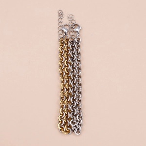 Minimalist titanium steel twist chain bracelets in gold and silver finish with lobster clasp