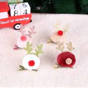Fermagli Per Capelli Con Corna Di Renna Palla Di Peluche Glitter Accessori Per Feste Di Natale Forcine Carine