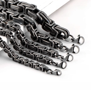 Various sizes of vintage steel snake bone chains with lobster clasps from 5mm to 10mm