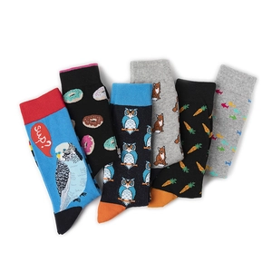 Lot de 6 paires de chaussettes en coton peigné avec motifs animaux et dessins animés