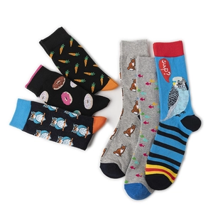 Détail de chaussettes en coton peigné avec divers motifs d'animaux mignons