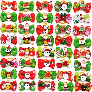 Christmas dog hair bows set of 45 pieces with assorted festive resin patterns and bands