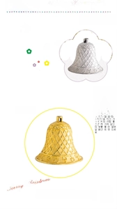 Detailed macro view of gold and silver Christmas mesh bells with embossed textures