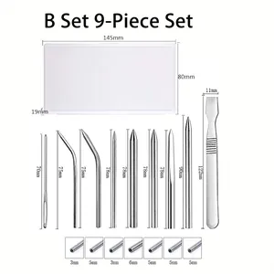 Paracord FID set including 9 stainless steel needles and tool case for DIY weaving projects