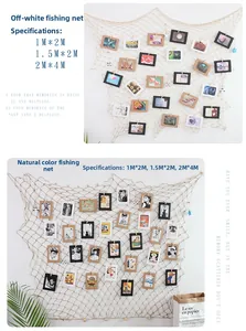 Close-up of Mediterranean cotton fishing net for photo wall decor in various sizes
