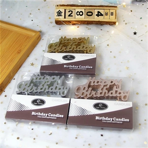 Metallic gold silver and rose gold Happy Birthday letter candles for party cake decoration