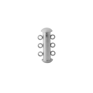 Macro shot of silver stainless steel 3-strand magnetic jewelry spacer clasp for necklaces