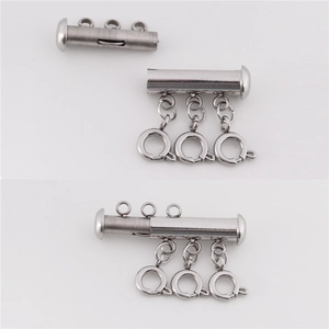 Detailed view showing the open and closed state of a 3-strand stainless steel clasp