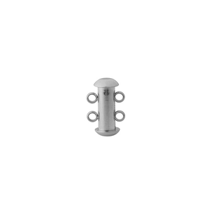 Macro detail of silver stainless steel slide clasp for multi-strand bracelets