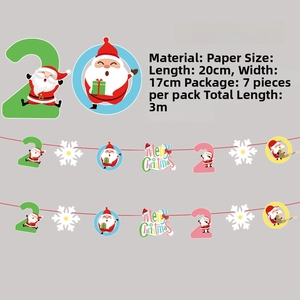 Detailed Christmas paper banner set with Merry Christmas letters and 3m hanging rope