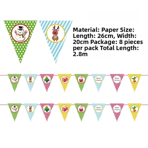 Detail of Merry Christmas paper bunting banners with 2.8m length for party wall decoration