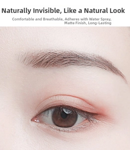 Close-up of matte invisible lace eyelid tape showing natural breathable mesh texture