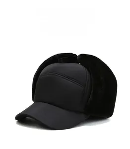 Detail view of the thermal faux fur lining on a windproof winter aviator trapper hat