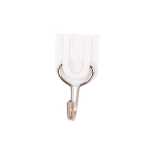 6 pack of white seamless adhesive wall hooks with metal hangers for kitchen and bathroom
