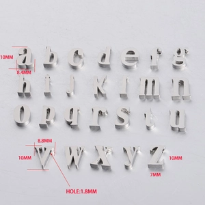 Set of 26 10mm mirror polished stainless steel A-Z letter beads for DIY jewelry making