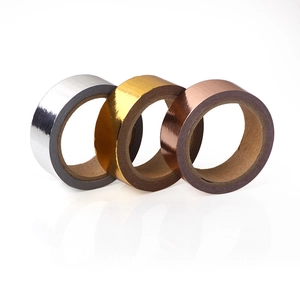 Three-color set of metallic gold, silver and rose gold washi tapes for DIY decoration