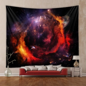Nebula space tapestry with cosmic stars and galaxy patterns for bedroom wall decoration