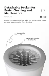 Detail view of the removable soft silicone bristles inside the automatic pet paw cleaner