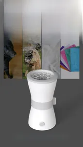 Detail of automatic dog paw cleaner with USB charging port and soft silicone bristles