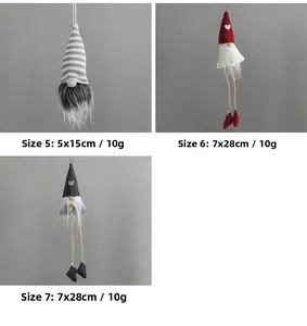 Three Nordic wool felt Christmas gnome ornaments with striped hats and heart details