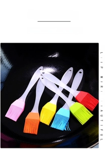 Set of six colorful heat-resistant silicone pastry brushes for baking and BBQ use