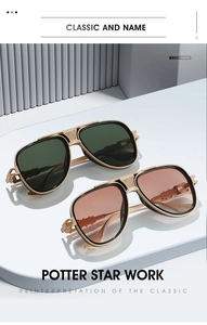 Detailansicht der Pilotensonnenbrille mit Metall-Doppelsteg und hohlen Bügeln
