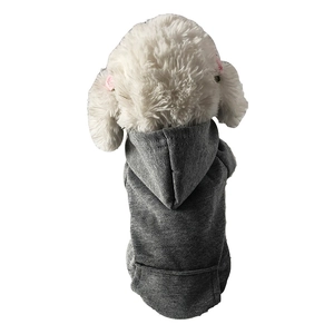 Classic grey pet hoodie with functional back pocket and hood for small dogs and cats