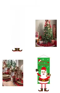 Details von Weihnachts-Hängebannern mit Weihnachtsmann- und Rentier-Motiven für Deko